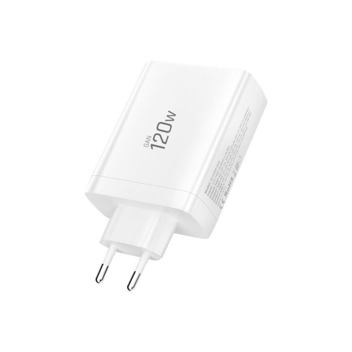 Telefono įkroviklis 120 W su 4 USB jungtimis baltas