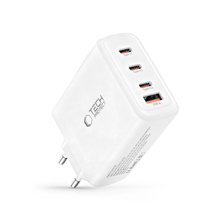 Telefono įkroviklis 140 W su 4 USB lizdais baltas