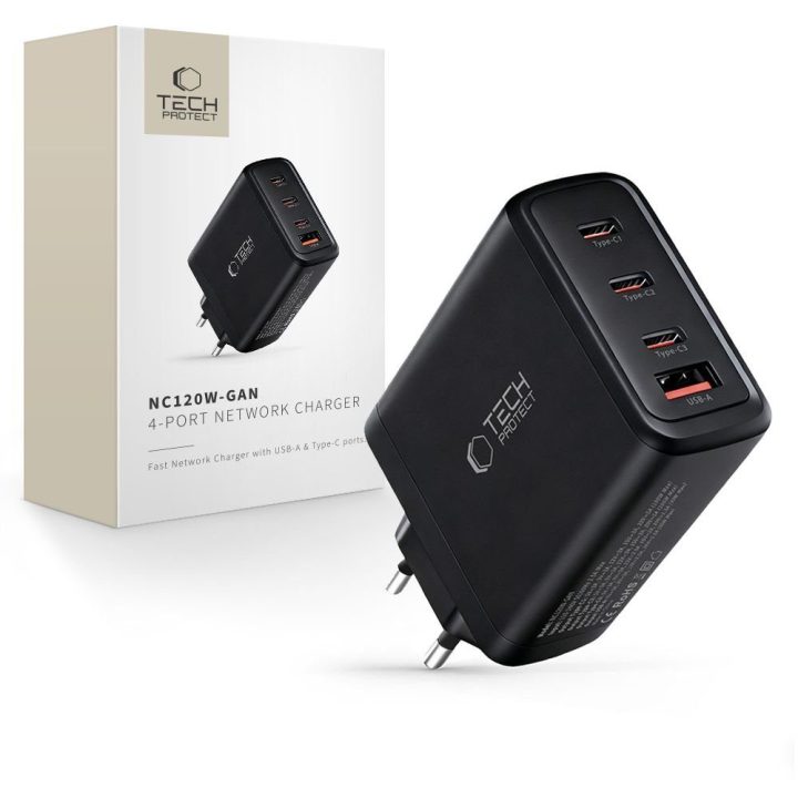 Telefono įkroviklis 120W su 4 USB-C/USB-A jungtimis