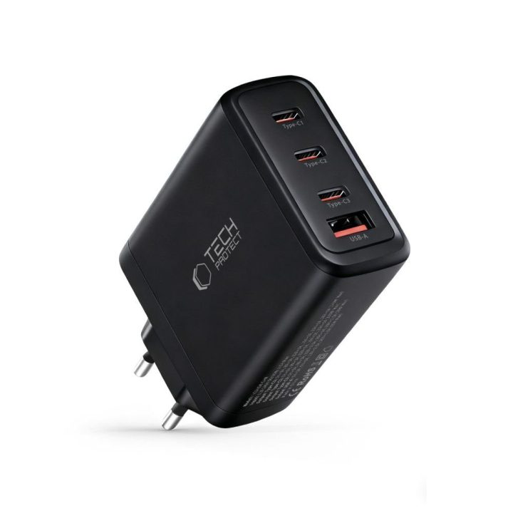 Telefono įkroviklis 140 W su 4 USB jungtimis juodas