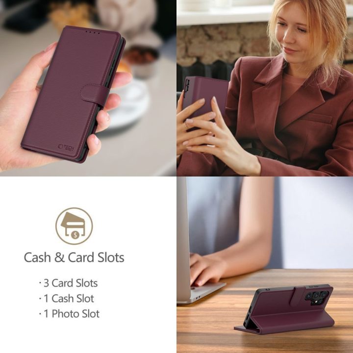 Dėklas telefonui Xiaomi Redmi Note 15 Pro 5G su pinigine bordo