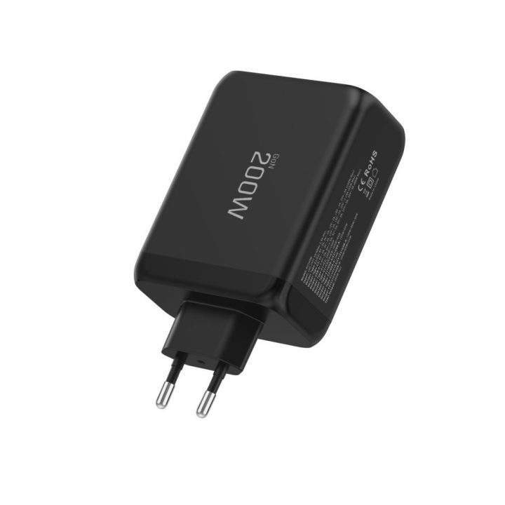 Telefono įkroviklis 4 USB lizdų 200 W juodas