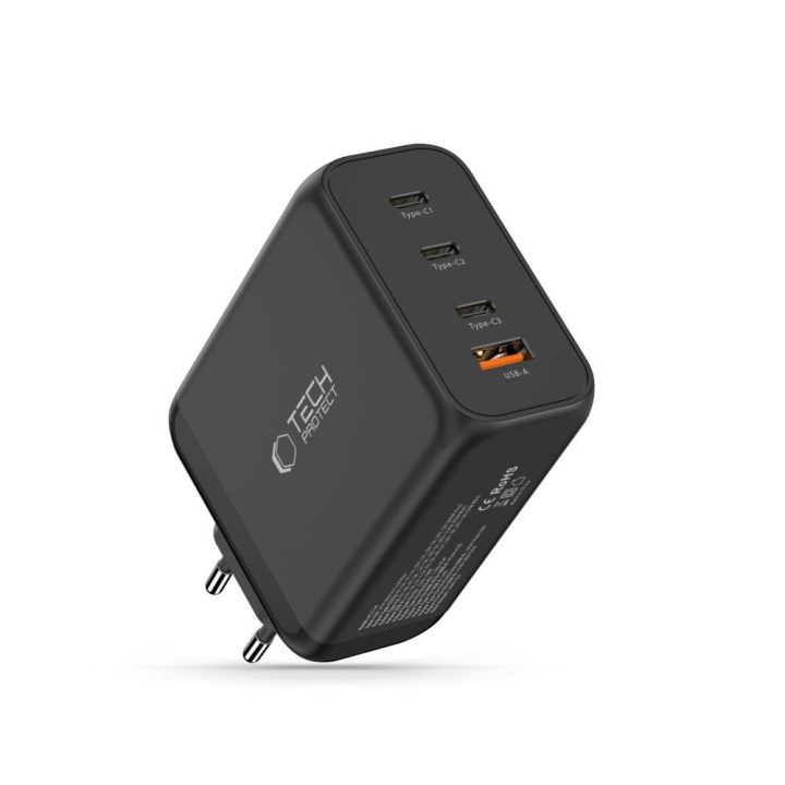 Telefono įkroviklis 4 USB lizdų 200 W juodas