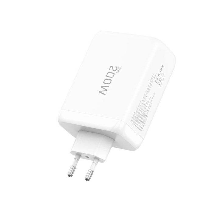Telefono įkroviklis 200 W su 4 USB jungtimis baltas