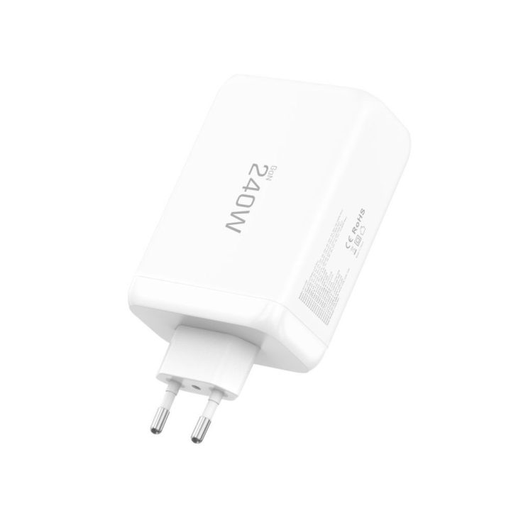 Telefono įkroviklis 240 W su 4 USB jungtimis baltas