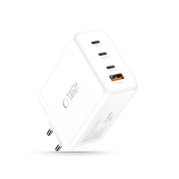Telefono įkroviklis 240 W su 4 USB jungtimis baltas