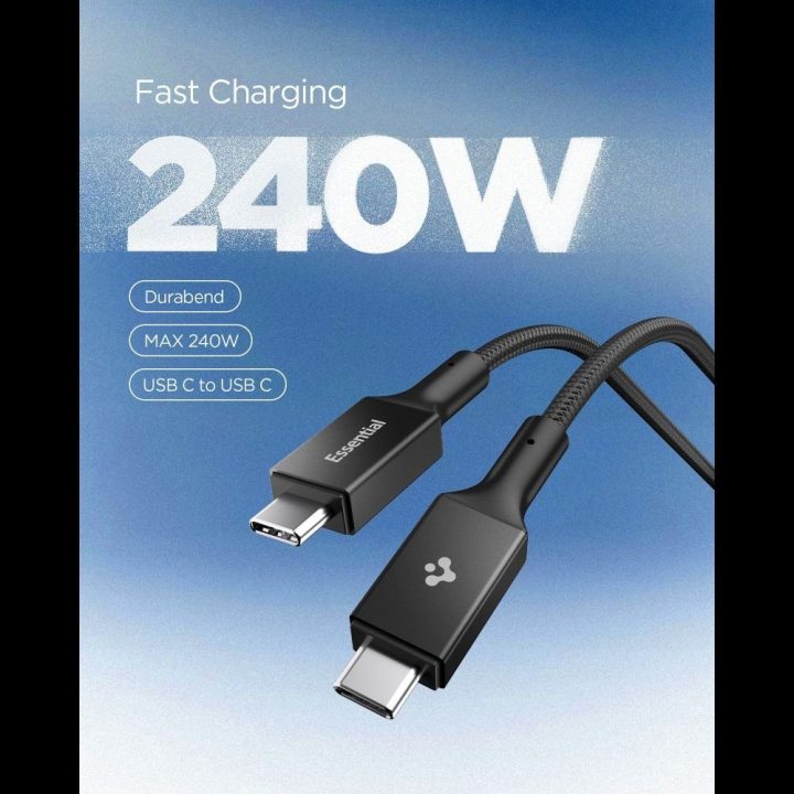 USB-C įkrovimo laidas 240 W 150 cm juodas Spigen