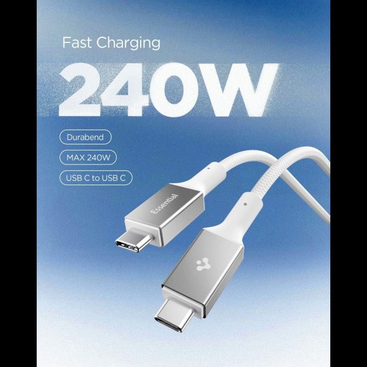 USB-C įkrovimo laidas 240W 150 cm baltas Spigen Essential