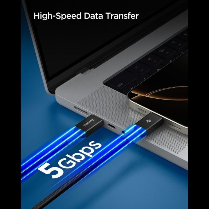 USB-C įkrovimo laidas 100 W 150 cm juodas Spigen