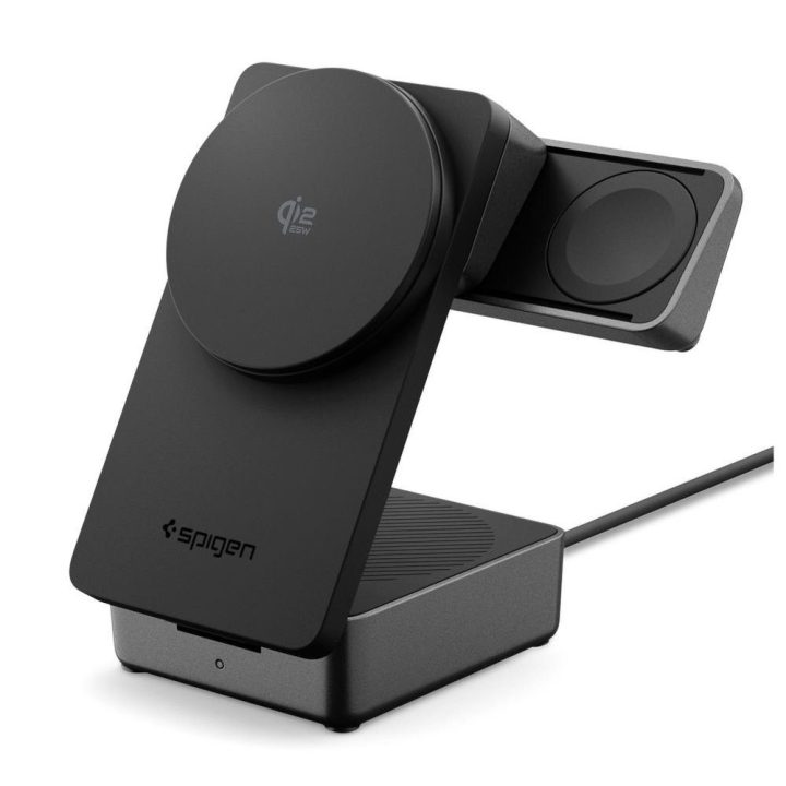 Telefono belaidis įkroviklis 25 W MagSafe 3in1 juodas Spigen
