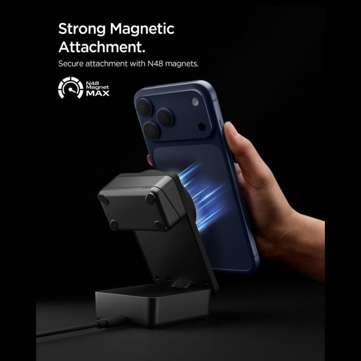Telefono belaidis įkroviklis 25 W MagSafe 3in1 juodas Spigen