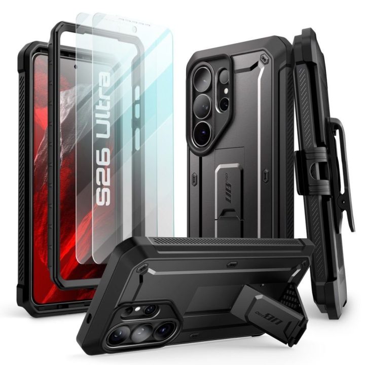 Dėklas telefonui Samsung Galaxy S26 Ultra atsparus smūgiams juodas (2 vnt.) Supcase