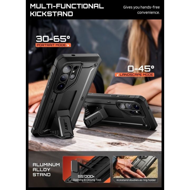 Dėklas telefonui Samsung Galaxy S26 Ultra atsparus smūgiams juodas (2 vnt.) Supcase