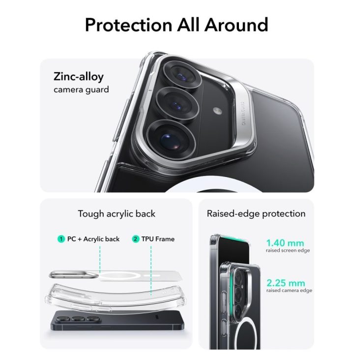 Dėklas telefonui Samsung Galaxy S26+ su atrama ir MagSafe, skaidrus ESR