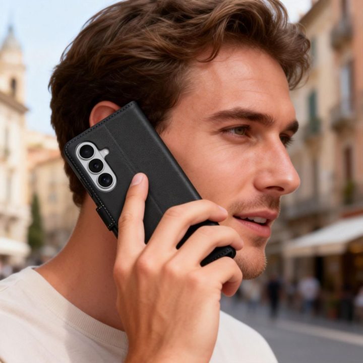 Dėklas telefonui Samsung Galaxy S26+ su kortelių skyreliais juodas