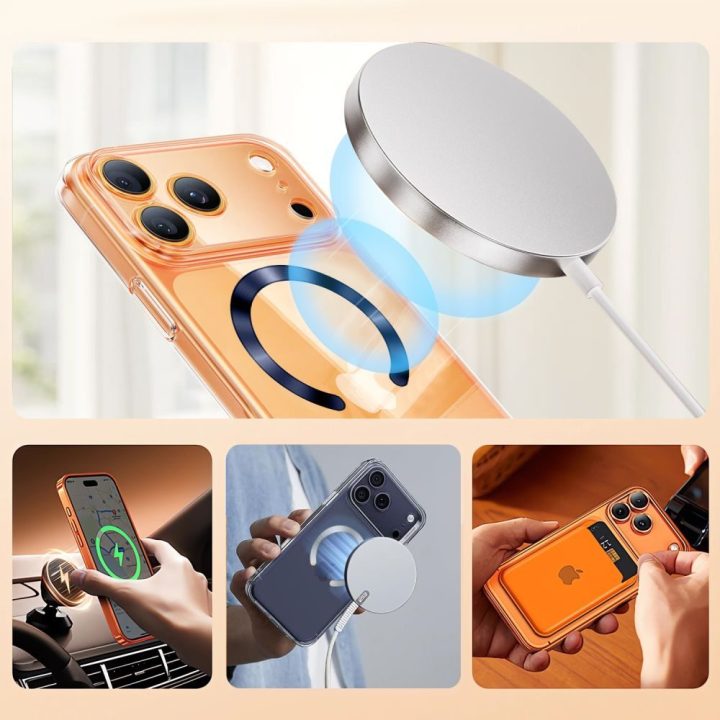 Magnetinis telefono laikiklis MagSafe oranžinis/juodas (2 vnt.)