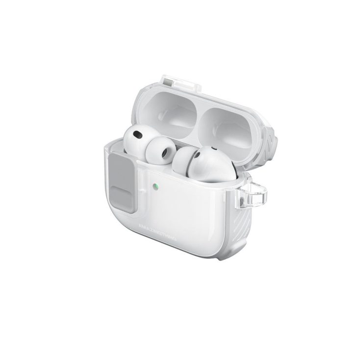 Dėklas AirPods Pro 3 ausinėms skaidrus baltas AmazingThing