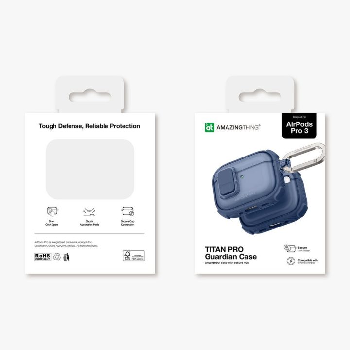 Dėklas AirPods Pro 3 ausinėms skaidrus mėlynas AmazingThing