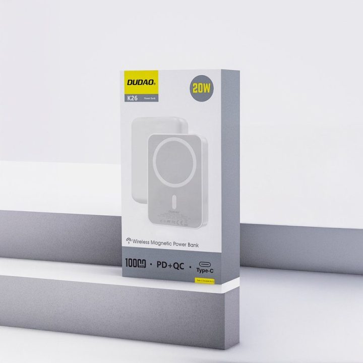 Išorinė baterija 10 000 mAh 20 W su MagSafe ir USB-C baltos spalvos