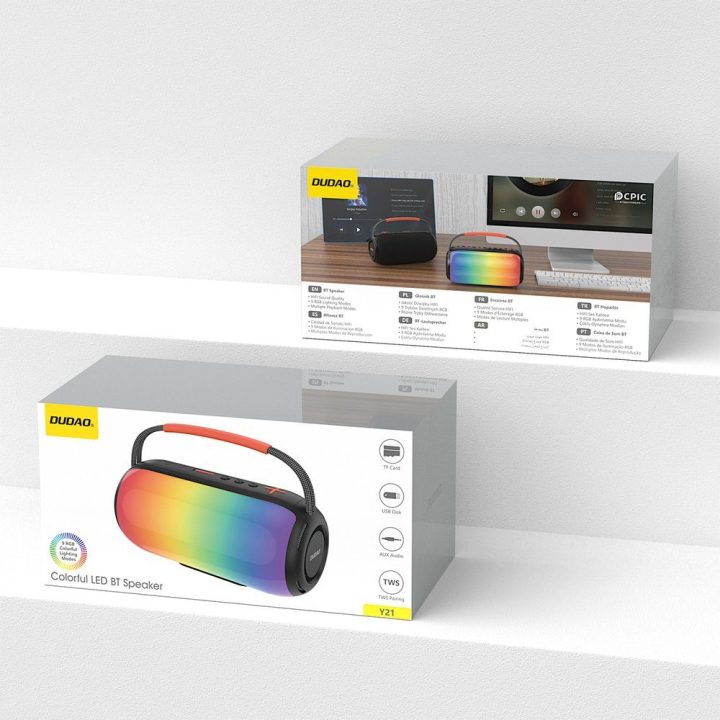 Belaidė kolonėlė su RGB apšvietimu Bluetooth 5.3 juoda