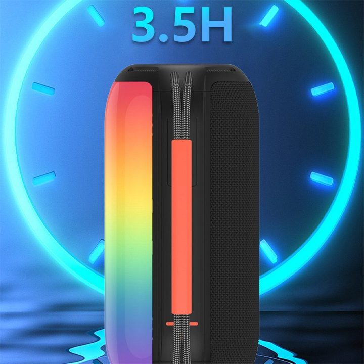Belaidė kolonėlė su RGB apšvietimu Bluetooth 5.3 juoda
