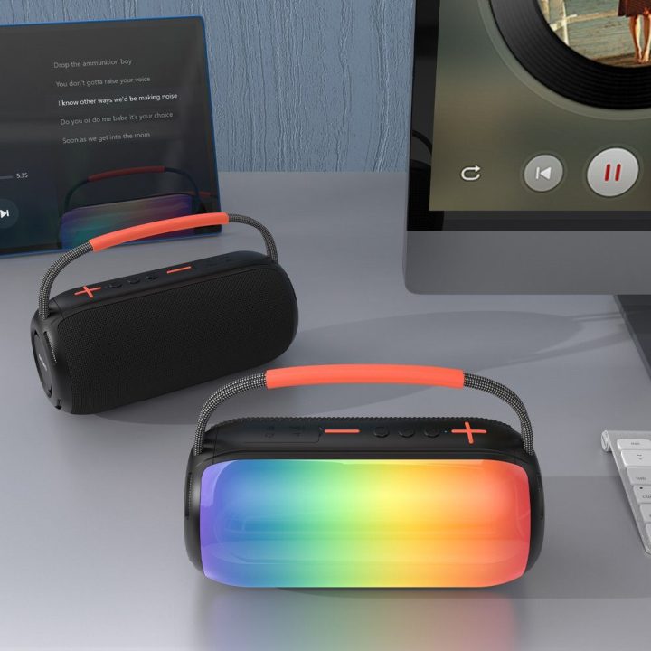 Belaidė kolonėlė su RGB apšvietimu Bluetooth 5.3 juoda