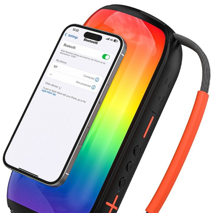 Belaidė kolonėlė su RGB apšvietimu Bluetooth 5.3 juoda
