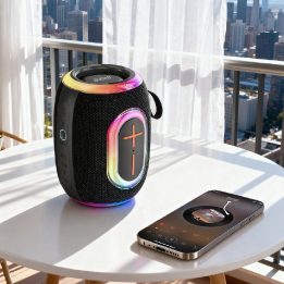 Belaidė kolonėlė su RGB pašvietimu Bluetooth 5.3 juoda