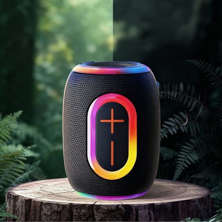 Belaidė kolonėlė su RGB pašvietimu Bluetooth 5.3 juoda