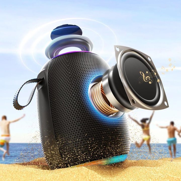 Belaidė kolonėlė su RGB pašvietimu Bluetooth 5.3 juoda