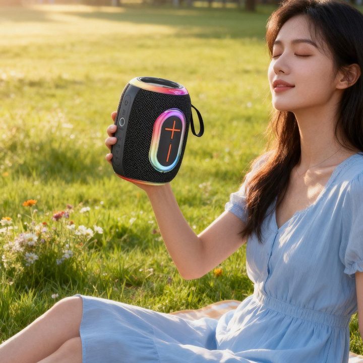 Belaidė kolonėlė su RGB pašvietimu Bluetooth 5.3 juoda