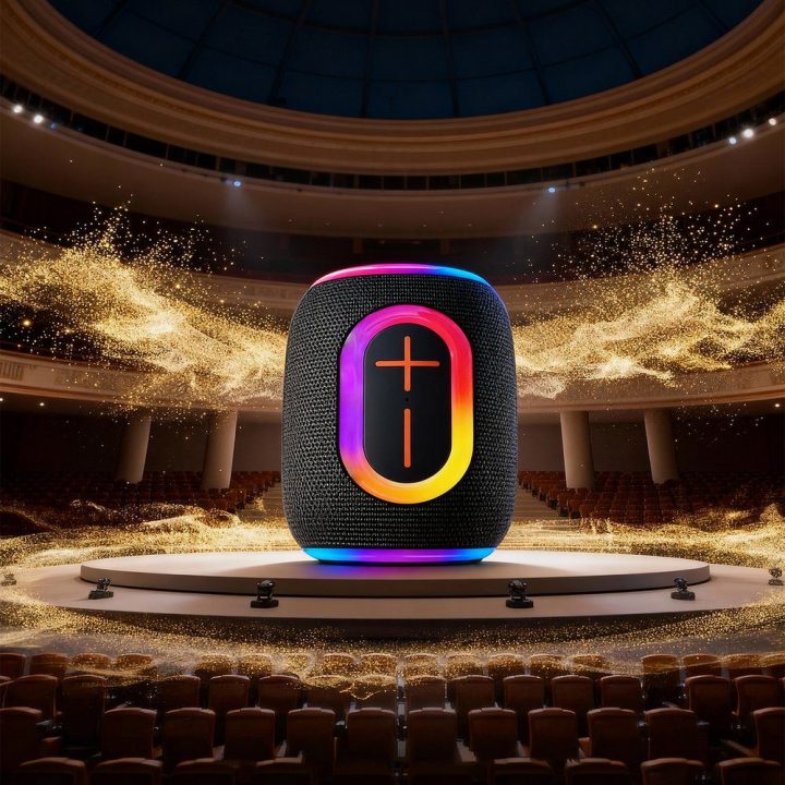 Belaidė kolonėlė su RGB pašvietimu Bluetooth 5.3 juoda