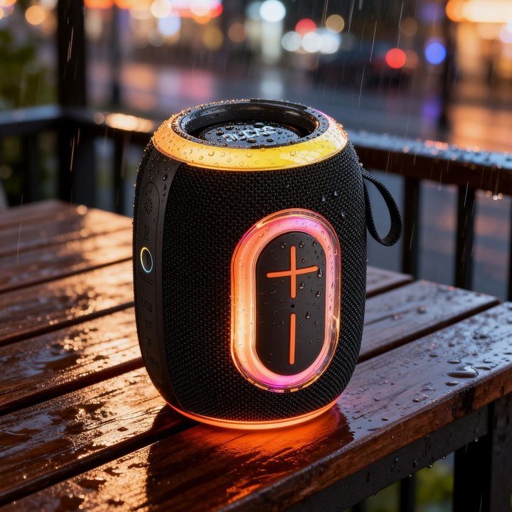 Belaidė kolonėlė su RGB pašvietimu Bluetooth 5.3 juoda