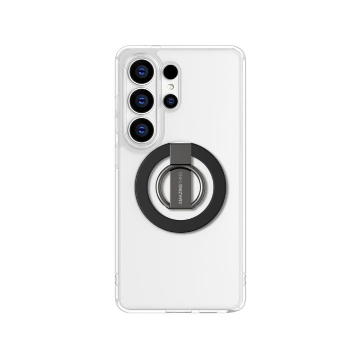 Dėklas telefonui Samsung S26 Ultra su žiediniu laikikliu permatomas
