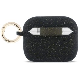 Dėklas ausinėms AirPods Pro 3 silikoninis su žiedu juodas Guess