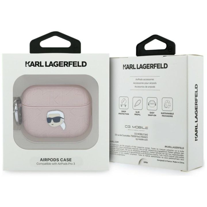 Dėklas ausinėms AirPods Pro 3 rožinės spalvos Karl Lagerfeld