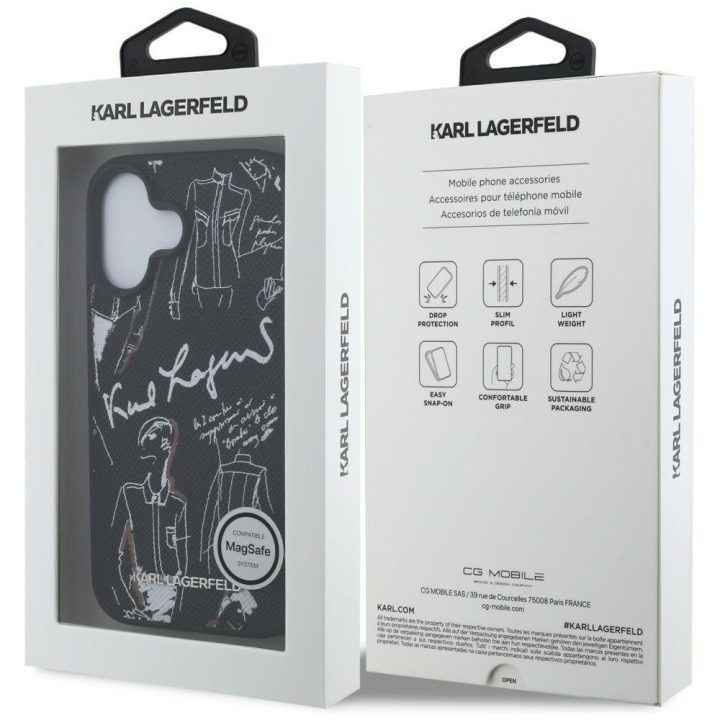 Dėklas telefonui iPhone 16 su MagSafe juodas Karl Lagerfeld