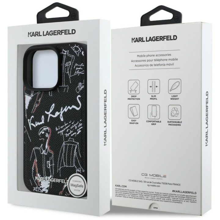 Dėklas telefonui iPhone 16 Pro su MagSafe juodas Karl Lagerfeld