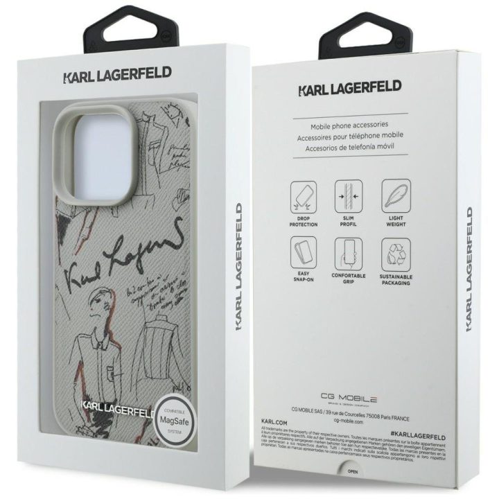 Dėklas telefonui iPhone 16 Pro Max su MagSafe pilkas Karl Lagerfeld