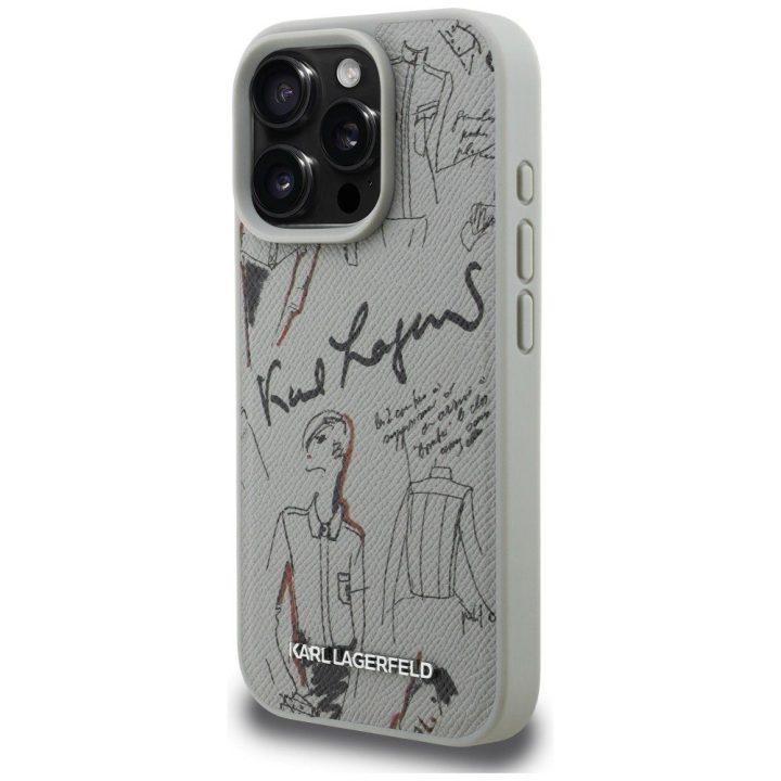 Dėklas telefonui iPhone 16 Pro Max su MagSafe pilkas Karl Lagerfeld