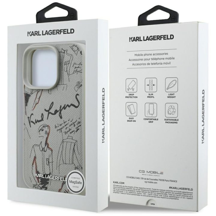 Dėklas telefonui iPhone 16 Pro su MagSafe pilkas Karl Lagerfeld