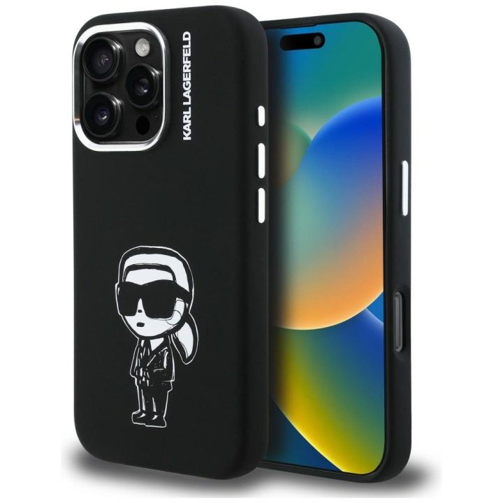Dėklas telefonui iPhone 16 Pro Max su MagSafe juodas Karl Lagerfeld