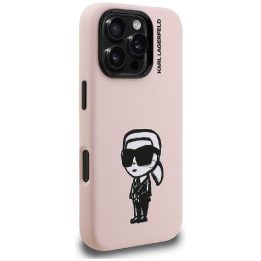 Dėklas telefonui iPhone 16 Pro su MagSafe rožinis Karl Lagerfeld
