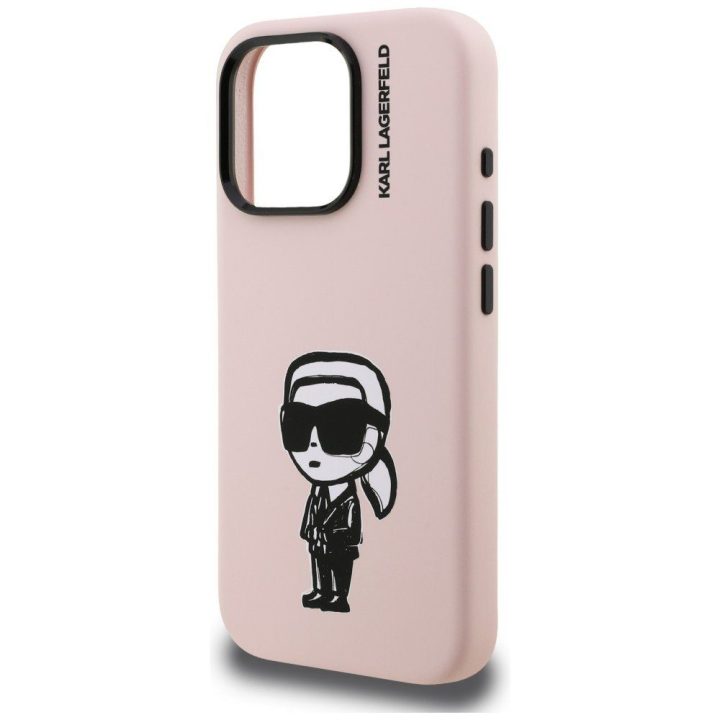 Dėklas telefonui iPhone 16 Pro su MagSafe rožinis Karl Lagerfeld