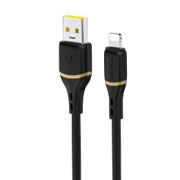 Įkrovimo laidas USB-A – Lightning 30 W su silikonine apvija juodas