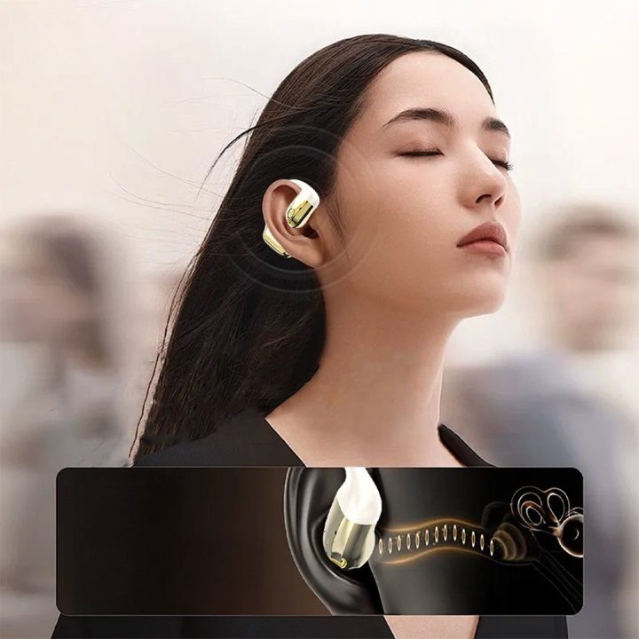 Bevielė Bluetooth laisvų rankų įranga abiem ausims smėlio ir auksinės spalvos U4Pro