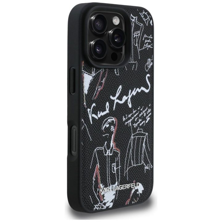 Dėklas telefonui iPhone 16 Pro Max su MagSafe juodas Karl Lagerfeld