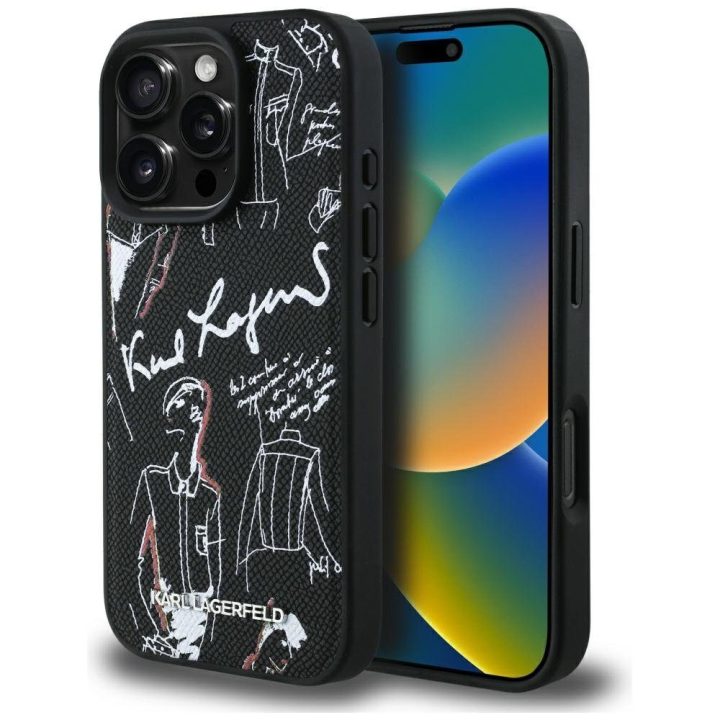 Dėklas telefonui iPhone 16 Pro Max su MagSafe juodas Karl Lagerfeld