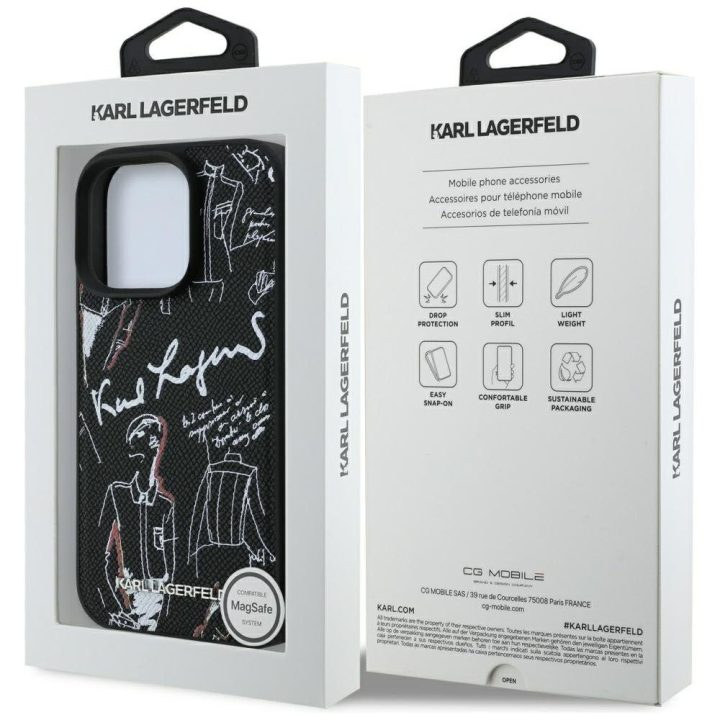 Dėklas telefonui iPhone 16 Pro Max su MagSafe juodas Karl Lagerfeld