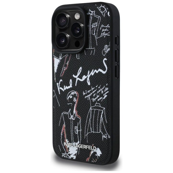Dėklas telefonui iPhone 16 Pro Max su MagSafe juodas Karl Lagerfeld